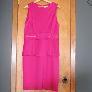 Shelby & Palmer Pink Peplum Sheath Dress Gold Zipper Waist Size 8